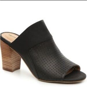 Adam Tucker Mylee Perforated Leather Peep Toe Mule Heel